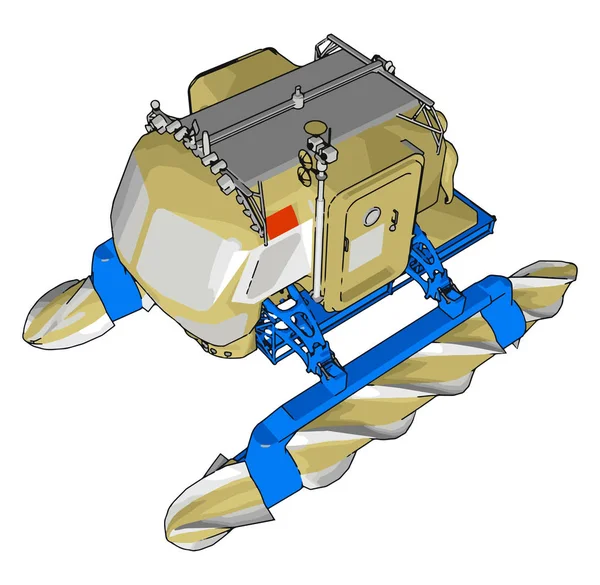 Traktor amarillo, ilustración, vector sobre fondo blanco . — Vector de stock