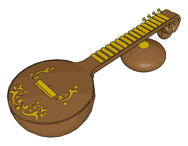 Petite guitare, illustration, vecteur sur fond blanc . — Image vectorielle