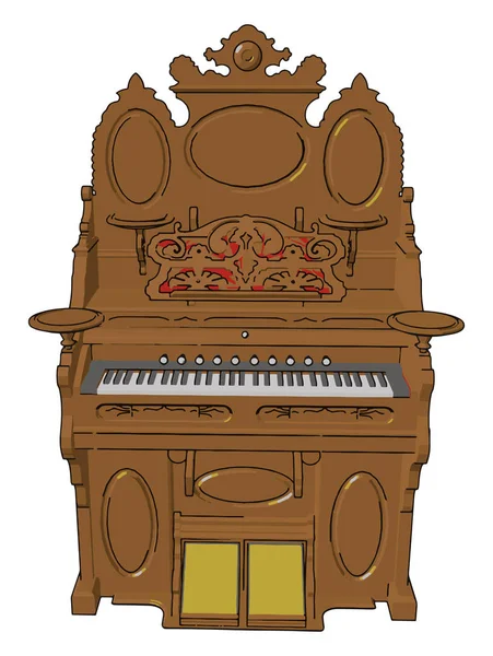 Brown piano, illustration, vector on white background. — Stock Vector