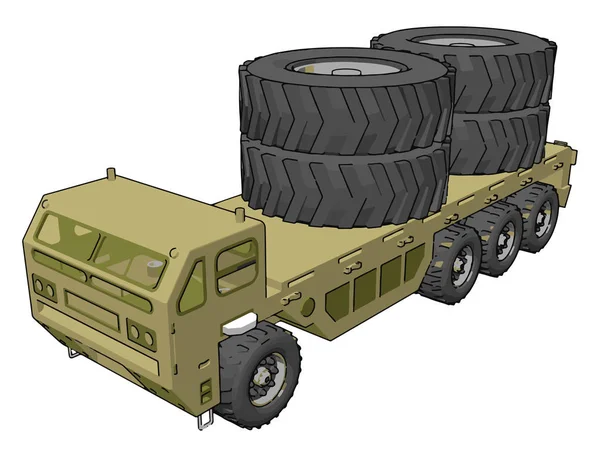 Vojenský náklaďák, ilustrace, vektor na bílém pozadí. — Stockový vektor