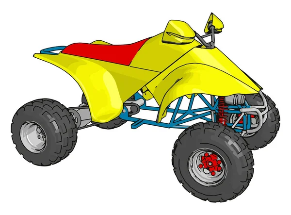 Amarillo quad bike, ilustración, vector sobre fondo blanco . — Vector de stock