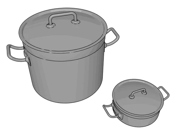 银色炊具，插图，白色背景上的矢量. — 图库矢量图片