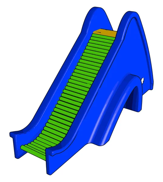 Escalera mecánica azul, ilustración, vector sobre fondo blanco . — Archivo Imágenes Vectoriales