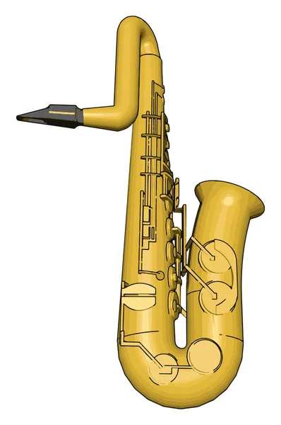 Saxofón amarillo, ilustración, vector sobre fondo blanco . — Archivo Imágenes Vectoriales