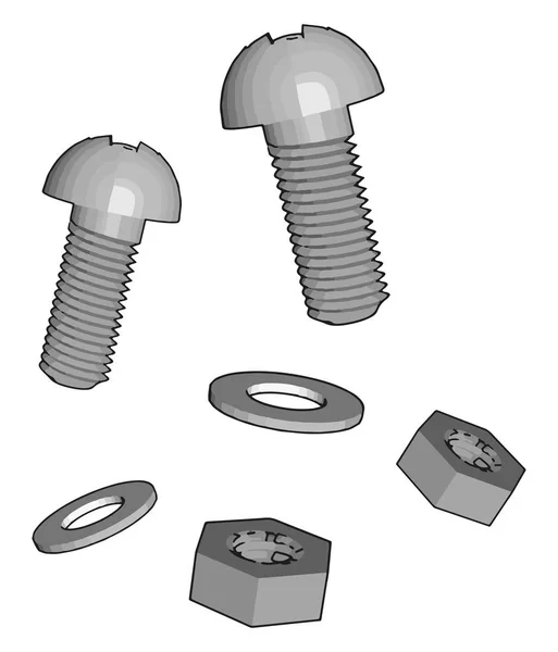 Screws, illustration, vector on white background. — Stock Vector