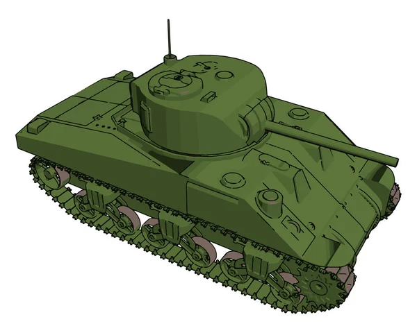 Tanque militar verde, ilustração, vetor sobre fundo branco . —  Vetores de Stock