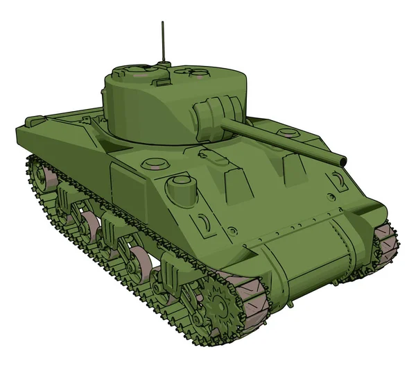 Tanque militar verde, ilustração, vetor sobre fundo branco . — Vetor de Stock