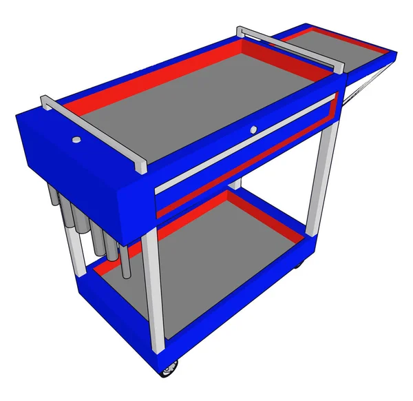 Blauer medizinischer Tisch, Illustration, Vektor auf weißem Hintergrund. — Stockvektor