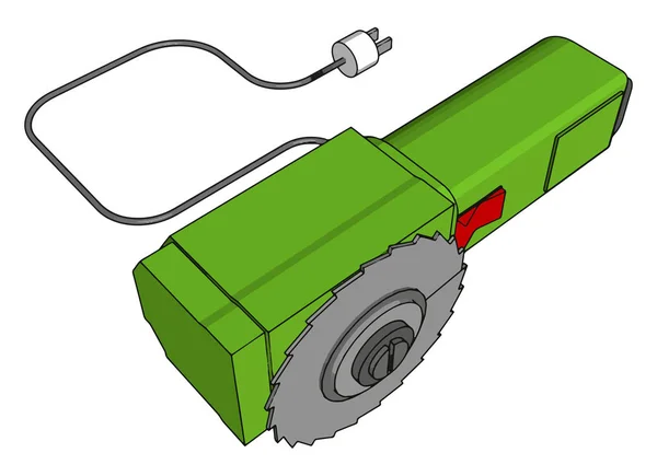 Sega elettrica verde, illustrazione, vettore su sfondo bianco . — Vettoriale Stock