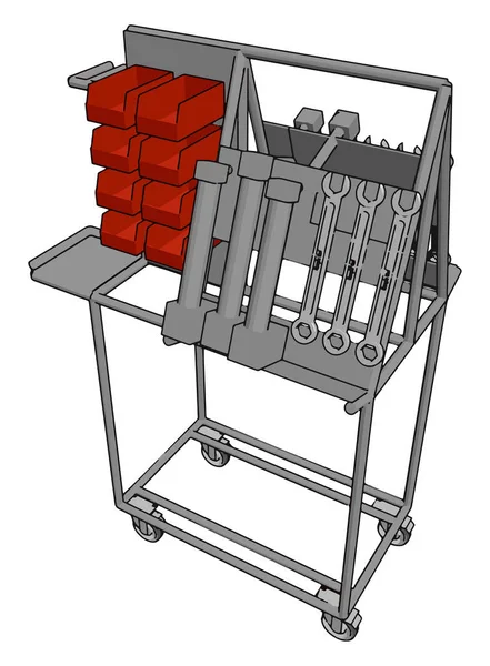 Carts with tools, illustration, vector on white background. — Stock Vector