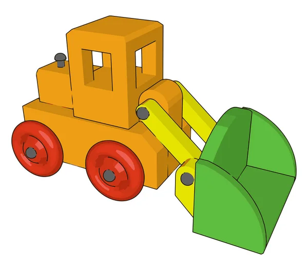 Liten gul grävmaskin, illustration, vektor på vit bakgrund — Stock vektor