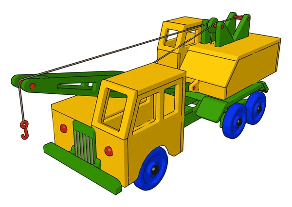 Pequeno brinquedo de caminhão de bombeiros, ilustração, vetor no fundo branco . — Vetor de Stock