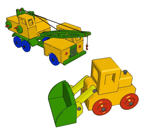 Желтые грузовики, иллюстрация, вектор на белом фоне . — стоковый вектор