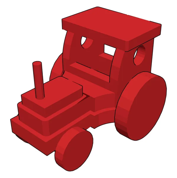 Red traktor, illustration, vector on white background. — Stock Vector