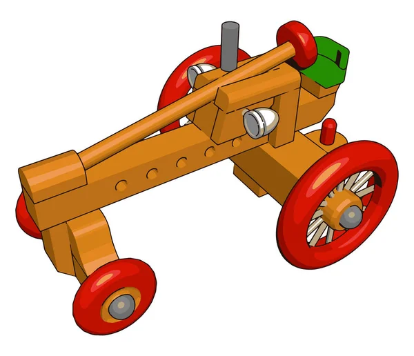 Rode trekker speelgoed, illustratie, vector op witte achtergrond. — Stockvector