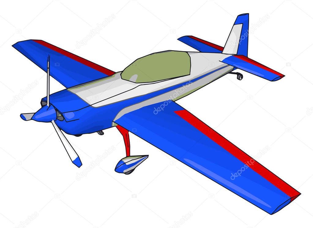 Blue glider, illustration, vector on white background.