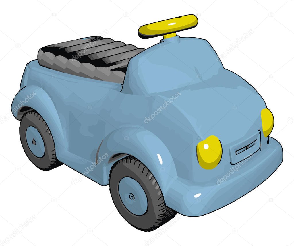 Small blue car, illustration, vector on white background.