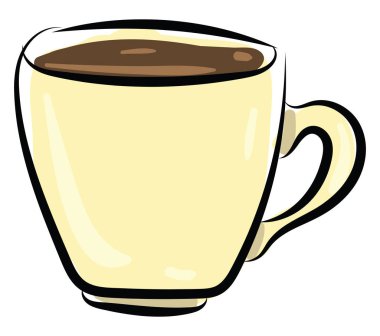 Bir fincan kahve, illüstrasyon, beyaz arka planda vektör..