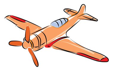 Orange aircraft, illustration, vector on white background.