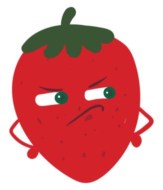 Kızgın çilek, illüstrasyon, beyaz arka plan vektör.