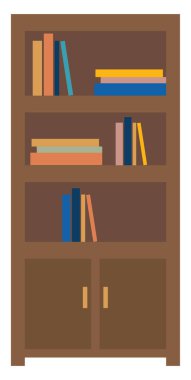 Kitaplık, illüstrasyon, beyaz arka plan üzerinde vektör.