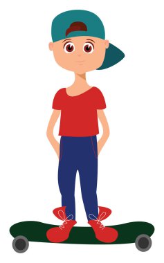 Kaykay üzerinde çocuk, illüstrasyon, beyaz arka plan üzerinde vektör.