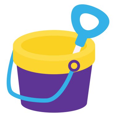 Plaj için kova, illüstrasyon, beyaz arka plan vektör.