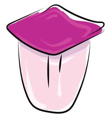 Kiraz yoğurt, illüstrasyon, beyaz arka plan vektör.