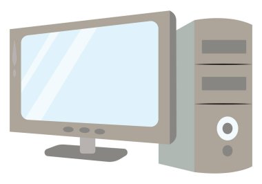 Bilgisayar kurulumu, illüstrasyon, beyaz arka planda vektör.