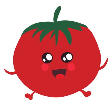 Sevimli domates, illüstrasyon, beyaz arka plan vektör.