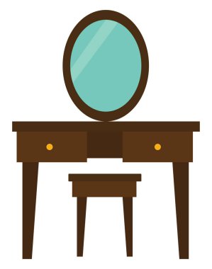 Beyaz arka plan üzerinde tuvalet masası, illüstrasyon, vektör.