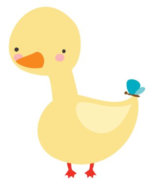 Sarı ördek, illüstrasyon, beyaz arkaplanda vektör.