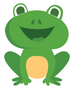 Yeşil kurbağa, illüstrasyon, beyaz arkaplan vektörü.