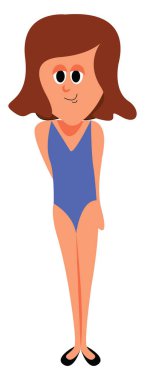 Sahilde kadın, illüstrasyon, beyaz arka plan üzerinde vektör.