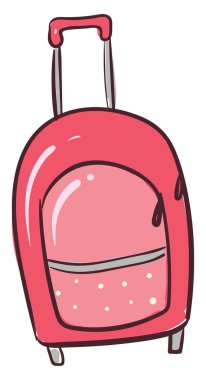 Pembe bavul, illüstrasyon, beyaz arkaplanda vektör.