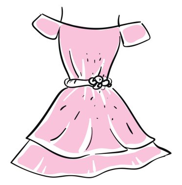 Pembe elbise, illüstrasyon, beyaz arka plan vektör.