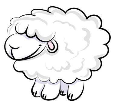 Koyun çizimi, illüstrasyon, beyaz arka plan üzerinde vektör.