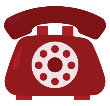 Kırmızı retro telefon, illüstrasyon, beyaz arkaplan üzerindeki vektör.