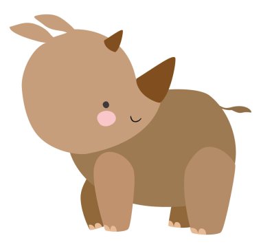 Sevimli gergedan, illüstrasyon, beyaz arka plan vektör.