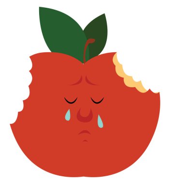 Üzücü elma, illüstrasyon, beyaz arkaplanda vektör.