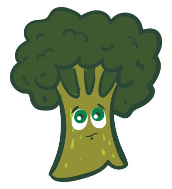 Üzgün brokoli, illüstrasyon, beyaz arkaplanda vektör.
