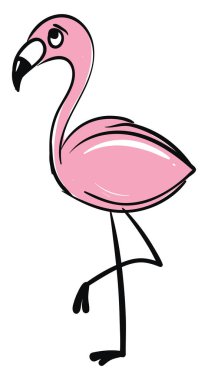 Üzgün flamingo, illüstrasyon, beyaz arka plan vektör.