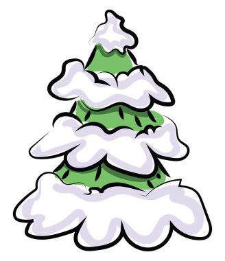 Kar lı ağaç, illüstrasyon, beyaz arka plan üzerinde vektör.