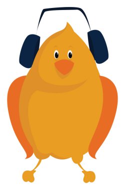 Sarı kuş, illüstrasyon, beyaz arkaplanda vektör.