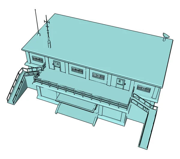 Blue warehouse, illustration, vector on white background. — 图库矢量图片