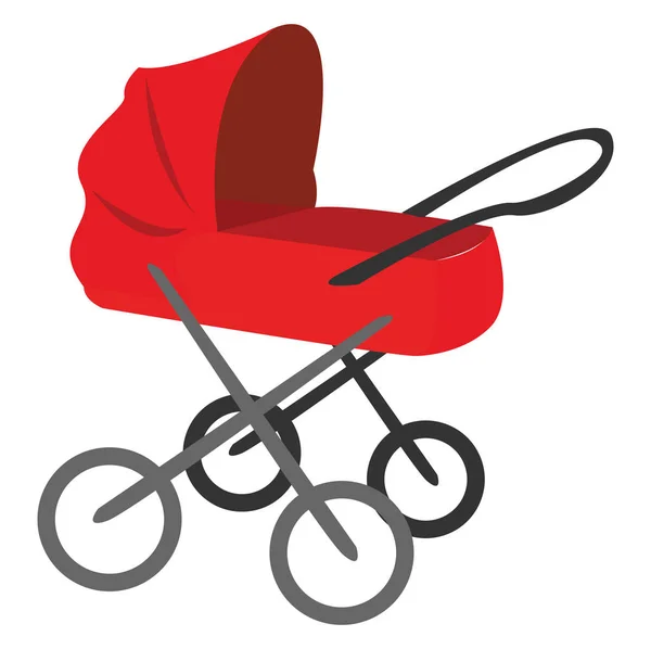 Röd babyvagn, illustration, vektor på vit bakgrund. — Stock vektor