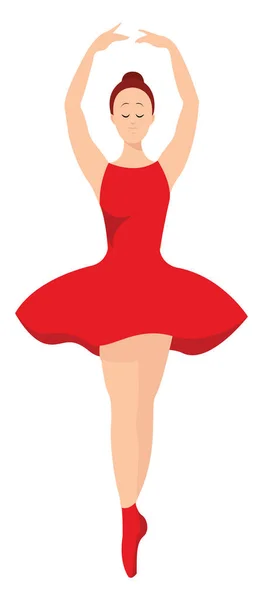 Bailarina en rojo, ilustración, vector sobre fondo blanco . — Archivo Imágenes Vectoriales