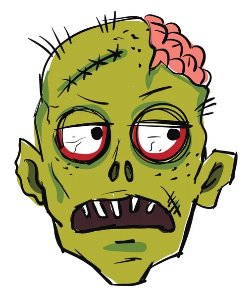 Cara de zombie aburrido, ilustración, vector sobre fondo blanco . — Archivo Imágenes Vectoriales