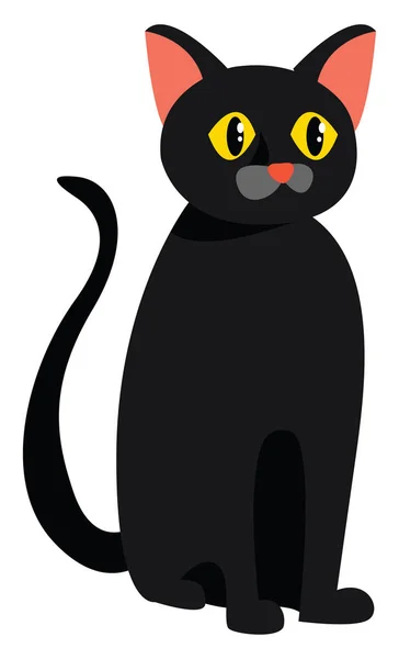 Gato negro, ilustración, vector sobre fondo blanco. — Vector de stock