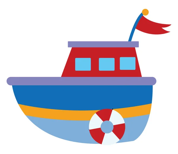 Barco azul, ilustração, vetor sobre fundo branco. — Vetor de Stock